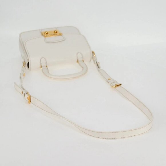 Miu Miu Hand Bag Leather 2way White Gold Auth - Picture 6 of 16